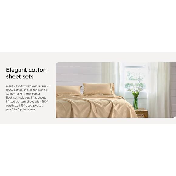 Threadmill 100% Cotton Twin Sheet Set 300TC Sateen Weave 3 Piece Soft - Picture 11 of 12